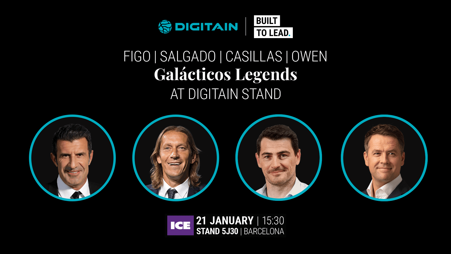 Galacticos Legends Casillas, Figo, Salgado and Owen at Digitain Stand